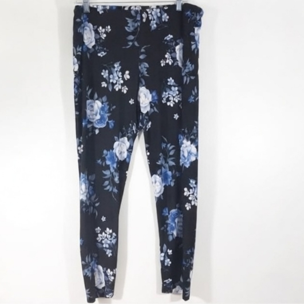 French Laundry Floral Cropped Pants Size 2x Navy Blue